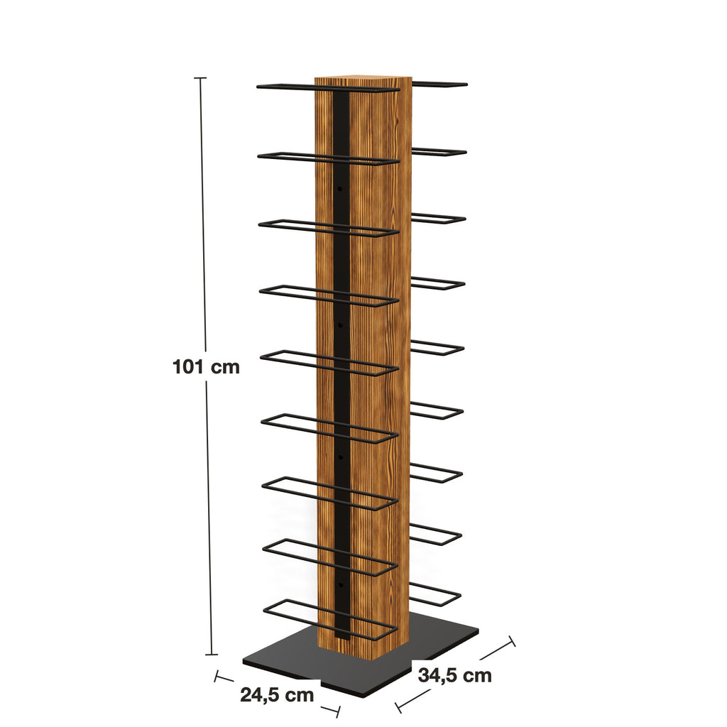 Maße Weindiener Weinregal 18 Flaschen: Höhe 101 cm, Sockel 24,5 × 34,5 cm
